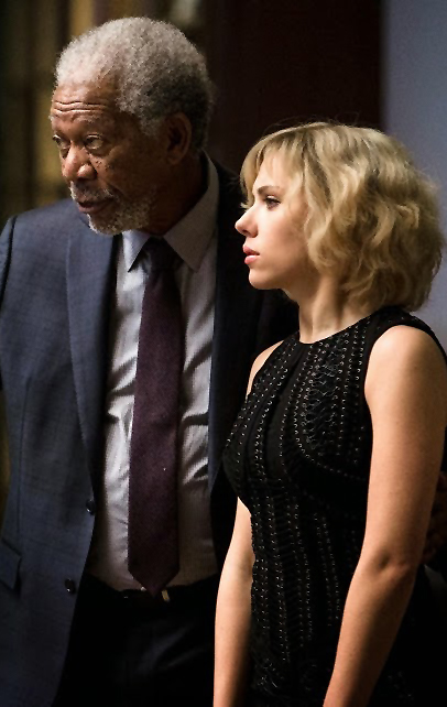 Scarlett Johansson and Morgan Freeman in Lucy - Credit IMDB