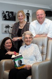 Annie Murphy with from left, Scott Nicol Deputy Manager, Eve Tierney Manager and Deb Carter.