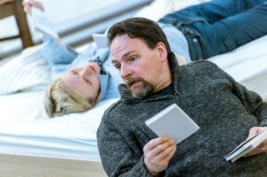 Maxine Peake and Peter Forbes in rehearsal for How To Hold Your Breath at the Royal Court. Credit Manuel Harlan.