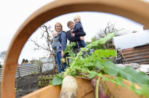 The Podd family from Wolverhampton at the allotment for the Edible Garden feature. Picture by Sam Bagnall