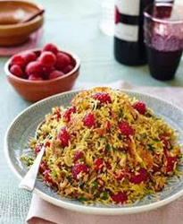 Persian jewelled rice with raspberries, walnuts and parsley
