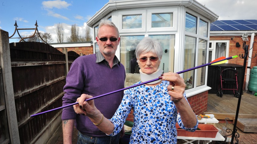 Pensioner shocked when window smashed by arrow