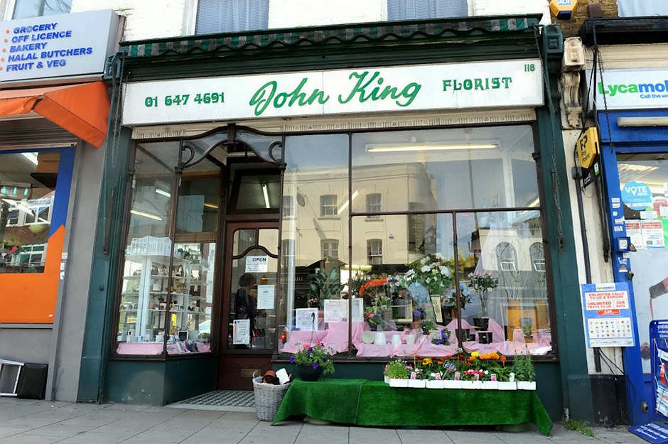 GV of John King Florist, Sutton, south London. See National story NNBLOOM; A flower shop that had been running for over 150 years closed its doors after being pushed out by rising rents and supermarkets. Two sisters who have run the florist shop are to retire after more than half a century working in the shop. John King florists in Sutton, south London, which is the oldest business in the area, closed its doors for good at the weekend after 156 years. Alice Hartley, 82, and Gwen Miller, 66, said they were shutting down with a heavy heart but that rising rents and supermarkets had made it time to go.