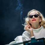 Pixie Lott as Holly Golightly smoking cigarette in Breakfast at Tiffany's