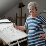 73-year-old artist Irene Lees in her studio - Copyright West Briton / SWNS.com - Credit West Briton / SWNS.com