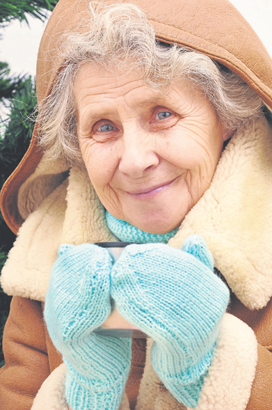 Old woman in warm clothing