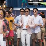 Remy Hii, Chris Pang, Jimmy O. Yang, Ronny Chieng and Henry Golding in Crazy Rich Asians - Photo by Sanja Bucko - © 2017 Warner Bros. Entertainment Inc. and RatPac-Dune Entertainment LLC - Credit IMBD