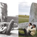 Taney Roniger recreating photo at Stonehenge with father