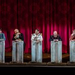 Nicholas Lester, Adam Sullivan, Jamie MacDougall, Nathan Gunn, Andrew Shore, Paul Sheehan and Unknown actor in ENO's The Merry Widow - Credit Clive Barda