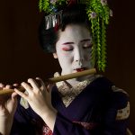Filming a maiko (apprentice geisha) in Kyoto for Van Gogh & Japan - Copyright David Bickerstaff