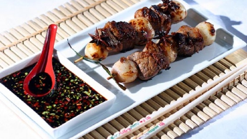 Oriental Lamb, Shallot and Citrus Kebabs with Soy and Honey Dipping Sauce