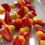 Fruit kebabs with BerryWorld strawberry milk