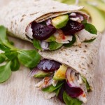 Sweet chilli Infused Beetroot and chicken wraps