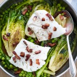 Sweet Gem and Cod Braised with Peas - Credit www.makemoreofsalad.com