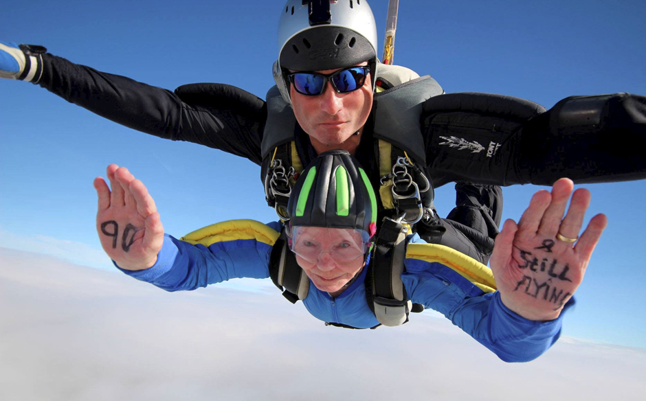 Gran celebrates 90th birthday by diving out of a plane - Mature Times