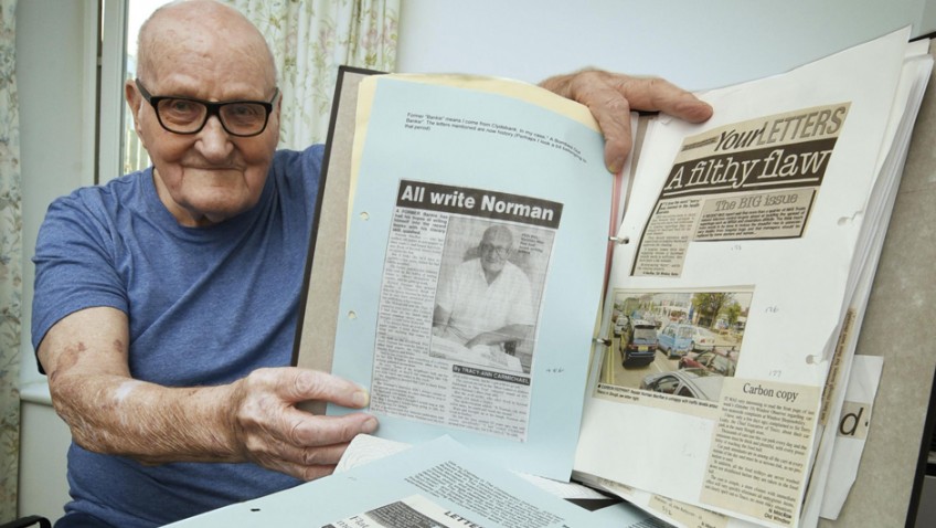 A 90-year-old is trying to set the world record for the most letters printed in newspapers