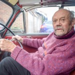 John Neve, 96 photographed inside of his Morris Minor