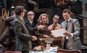 Justin Salinger Tim Steed Sophie Stanton Rene Zagger and Richard Coyle in Ink - Credit Marc Brenner