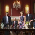 Judith Miller, Lennox Cato, Paul Atterbury, Fiona Bruce, Mark Hill and Rupert Maas in Antiques Roadshow - (C) BBC - Photographer: Ray Burmiston