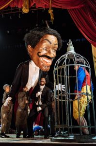 Sarah Kameela Impey, Gershwyn Eustache Jnr and Joe Idris-Roberts in Pinocchio - Credit Manuel Harlan