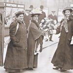 Frederick Pethick Lawrence, Flora Drummond, Jennie Baines and Emmeline Pethick Lawrence, c. 1906-1910 LNA Photo. London News Agency Photos Ltd, 46 Fleet Street, EC