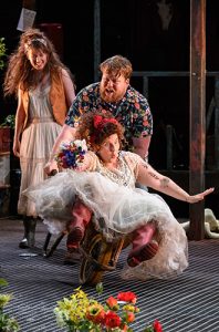 Joanne McGuinness, Danny Kirrane and Amy Booth-Steel in As You Like It - Credit Jane Hobson