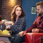 Julia Sandiford, Tuppence Middleton and John Hopkins in The One - Credit Helen Maybanks