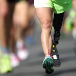 Runner with prosthetic leg