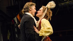 Edward MacLiam and Zoë Waites in The Double Dealer - Credit Robert Day