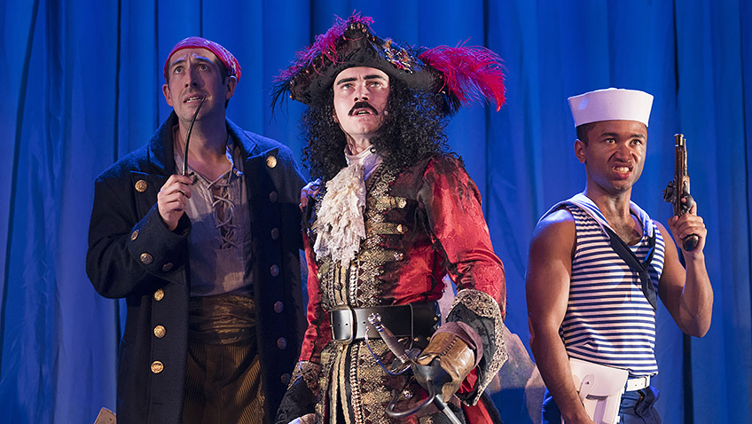 Patrick Warner, Connor Crawford and Romayne Andrews in Peter Pan Goes Wrong - Credit Alastair Muir